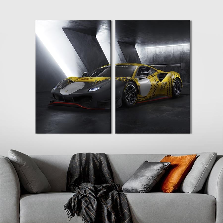 Картина на холсте Гоночный суперкар Ferrari 488 GT Modificata 111x81 см (1315-2)