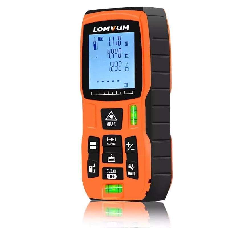 Лазерная Рулетка дальномер «LOMVUM» 50 м, предназначена для измерений расстояния, объема и площади, периметра