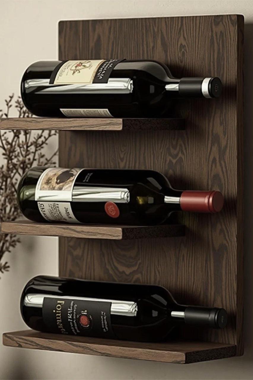 Полка для вина настенная из дерева Мориока Сепия (ПНК-001608)