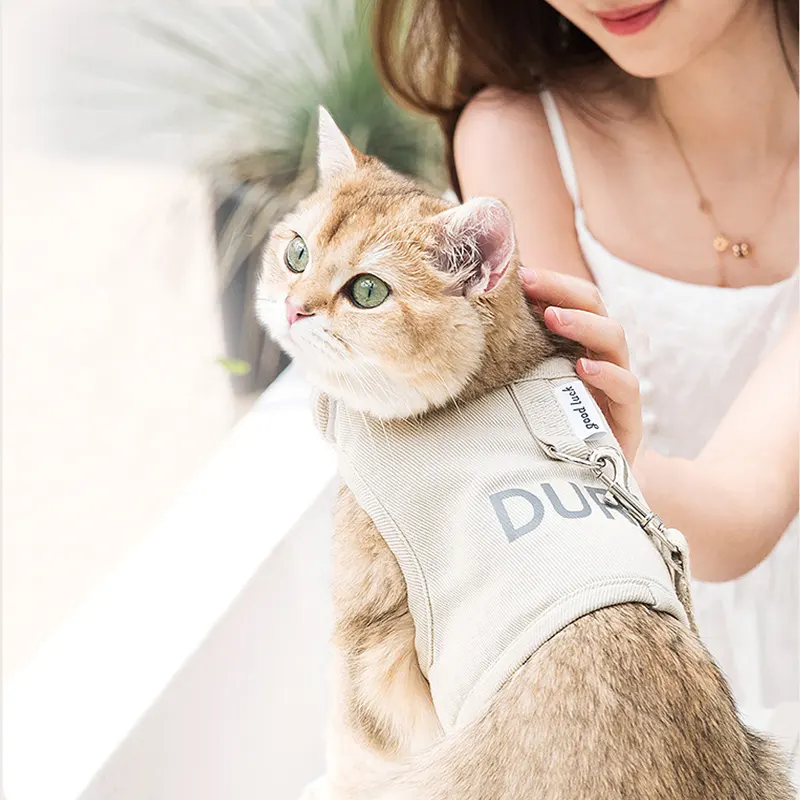 Шлея для котів і дрібних собак Duri на липучках з повідцем L Бежевий (2090554682) - фото 8