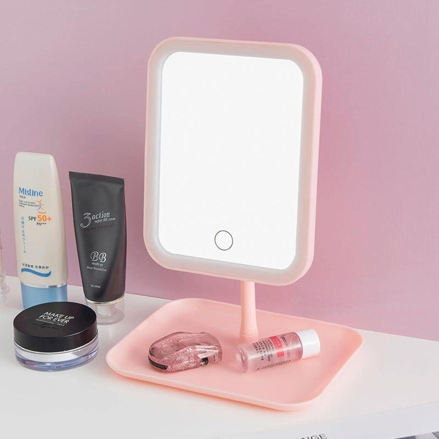 Зеркало с LED подсветкой для макияжа Cosmetic mirror сенсорное гримерное на аккумуляторе USB