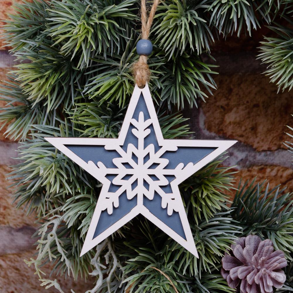 Новогодняя подвеска Звездочка Синий (5171-3)