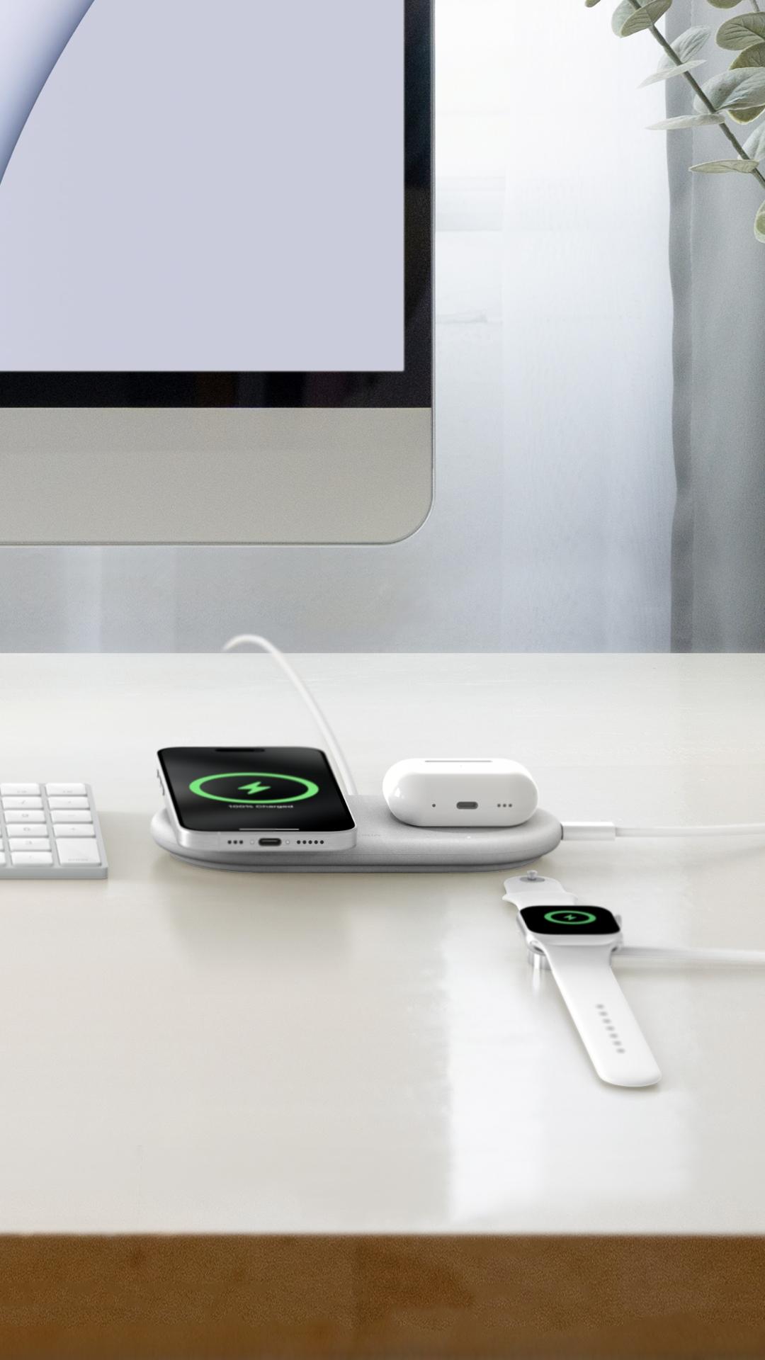 Зарядное устройство беспроводное Belkin 2в1 з Qi2 15 Вт с кабелем USB-C - USB-C 1,5 м Белый (WIZ021VFWH) - фото 7