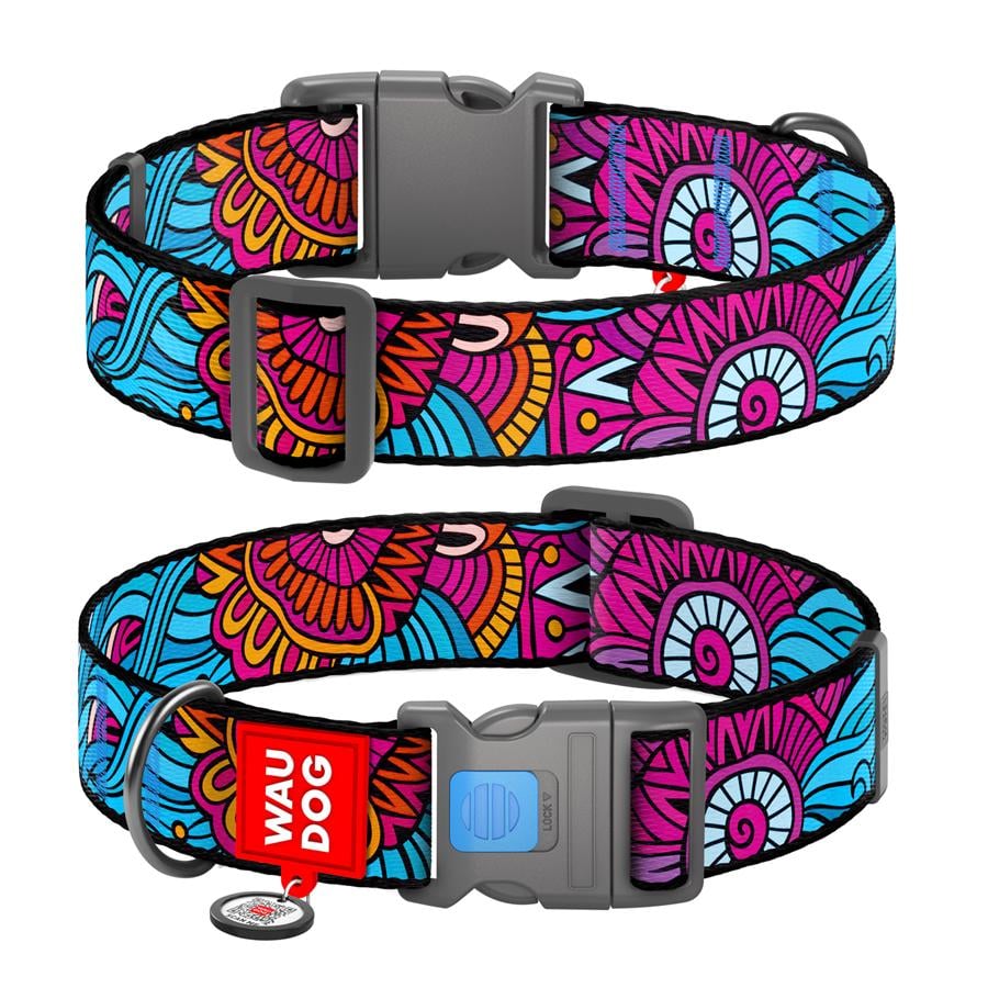 Нашийник для собак з QR-паспортом Waudog Nylon Літо пластиковий фастекс XXL 35 мм 46-70 см Multicilored (284-0062) - фото 1 Нашийник для собак з QR-паспортом Waudog Nylon Літо пластиковий фастекс XXL 35 мм 46-70 см Multicilored (284-0062) - фото 1