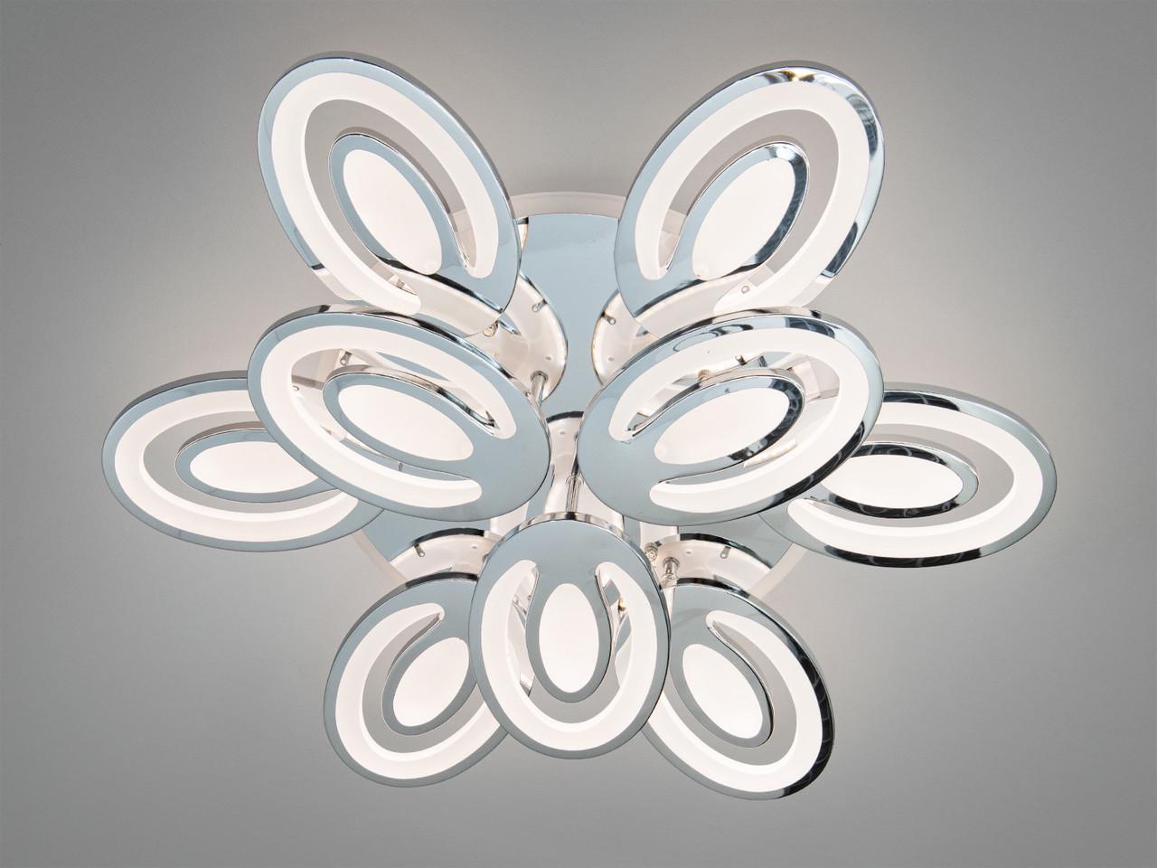 Люстра светодиодная потолочная для гостиной 2528/6+3HR LED 3color dimmer 176 Вт с пультом Хром (2989125367)