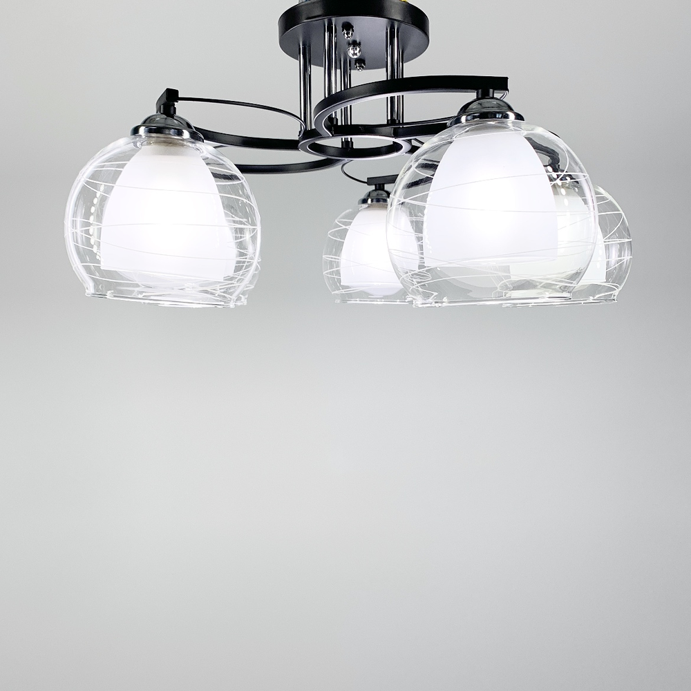 Люстра потолочная Light House LNF-17553/5С BK с двойным плафоном Черный