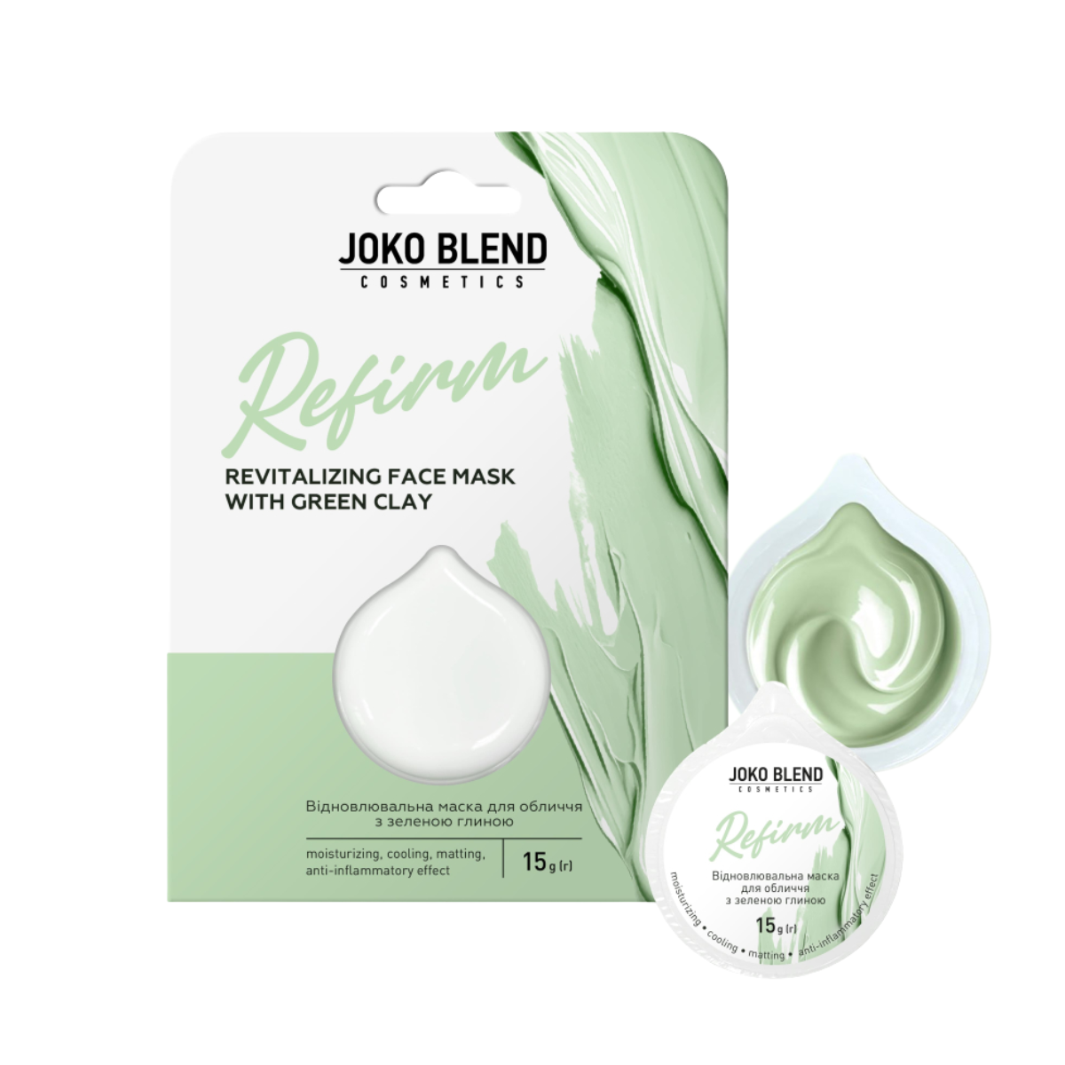 Маска для обличчя відновлювальна Joko Blend Refirm із зеленою глиною 15 г (13354993)