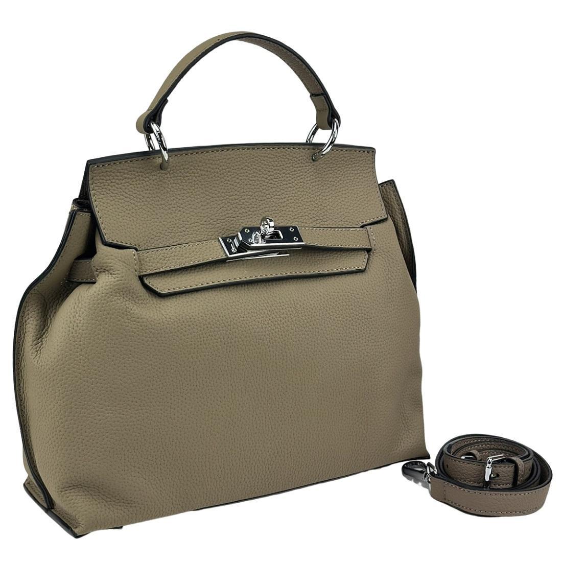 Женская кожаная сумка Olivia Leather A25F-W-55-89B Бежевый (2656559629)