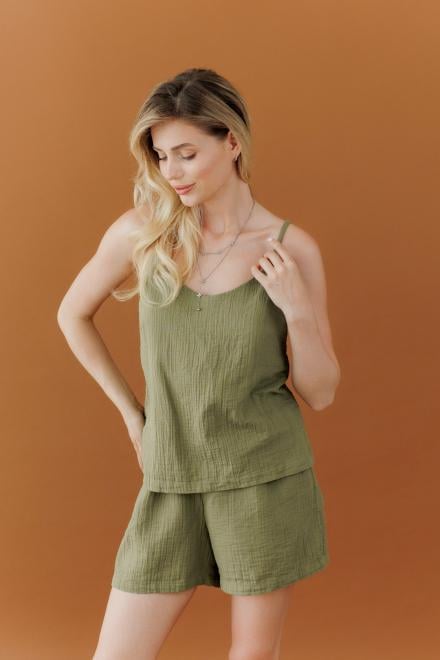 Майка ART KNIT на бретелях з мусліну L Фісташковий Майка ART KNIT на бретелях з мусліну L Фісташковий