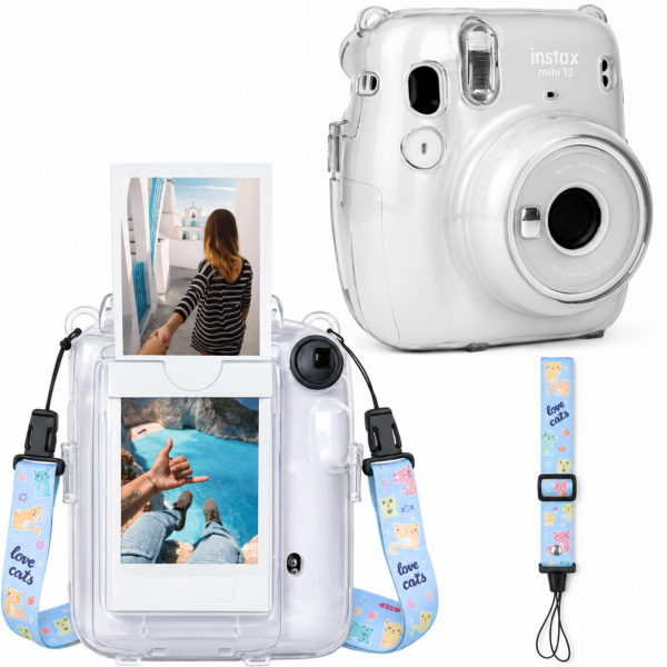 Чохол Fujifilm Instax Mini 12 Case з ремінцем Love Cats Прозорий (37917660)