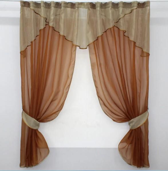 Занавеска на кухню 300х170 см Коричневый/Темно-бежевый (00к 59-683)