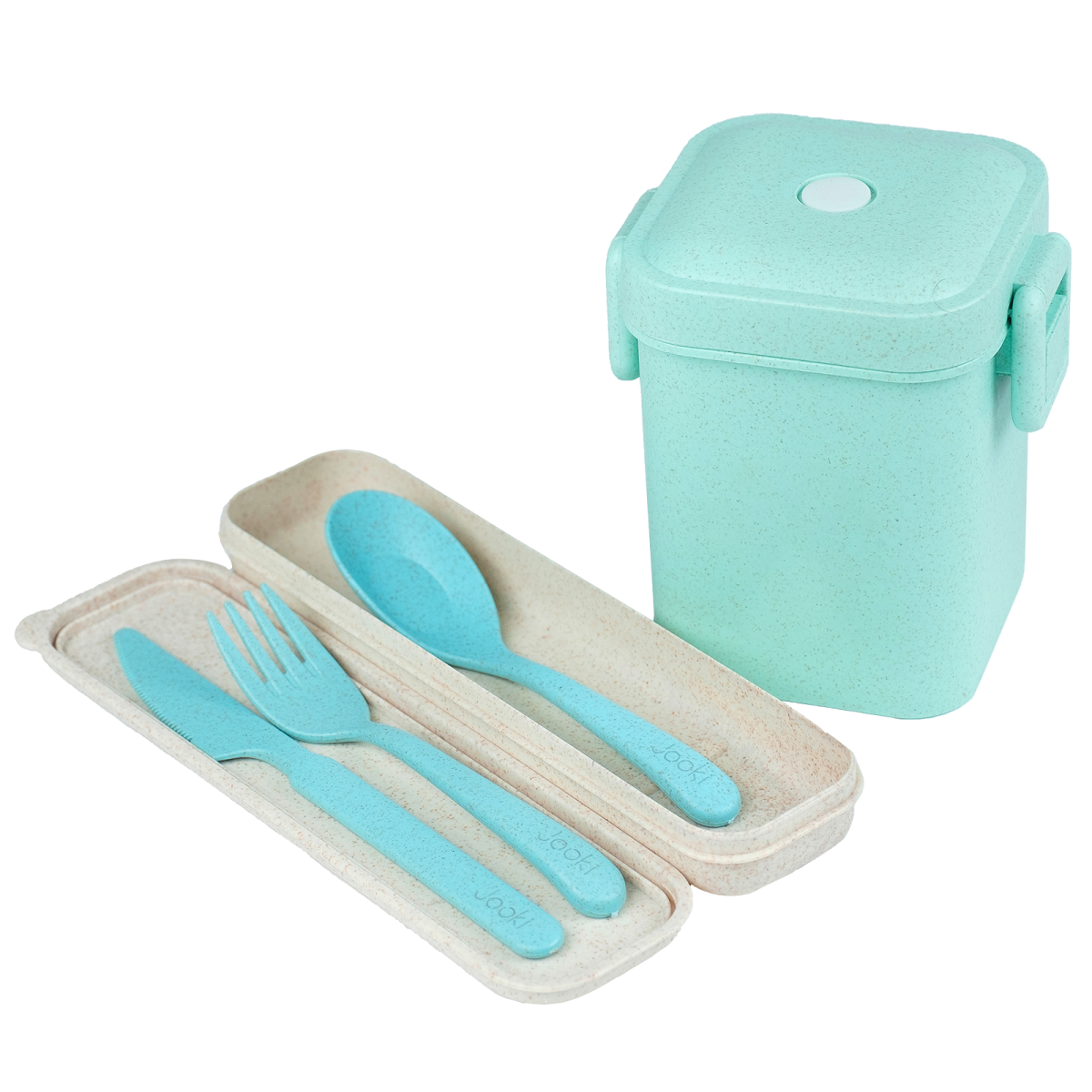 Ланч-бокс супница Cup из экоматериала вилка.ложка 600 мл Бирюзовый (150)