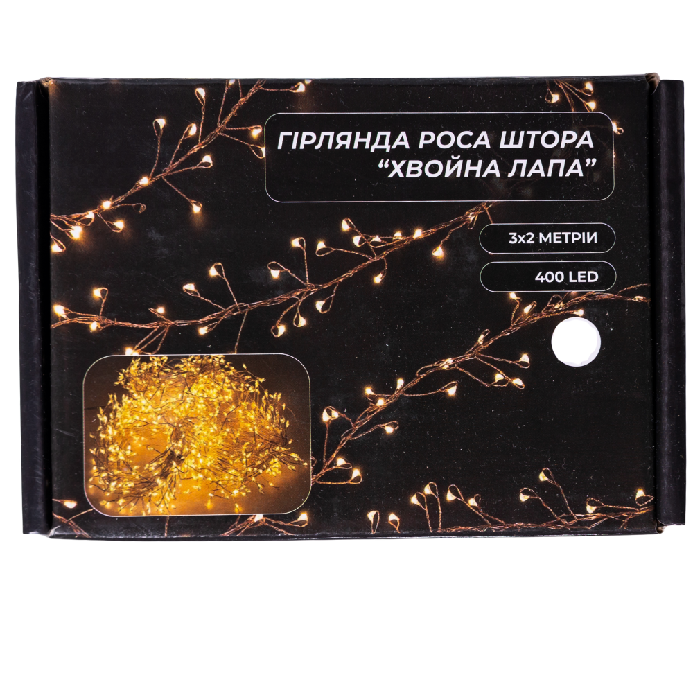 Гірлянда-штора новорічна Роса хвойна мережева лапа 3х2 м 400LED Білий (D400LED2MW) - фото 8