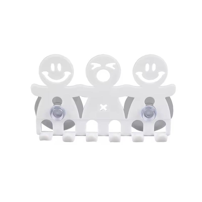 Держатель для зубных щеток настенный Смайлики с 5 ячейками 1 шт. Белый
