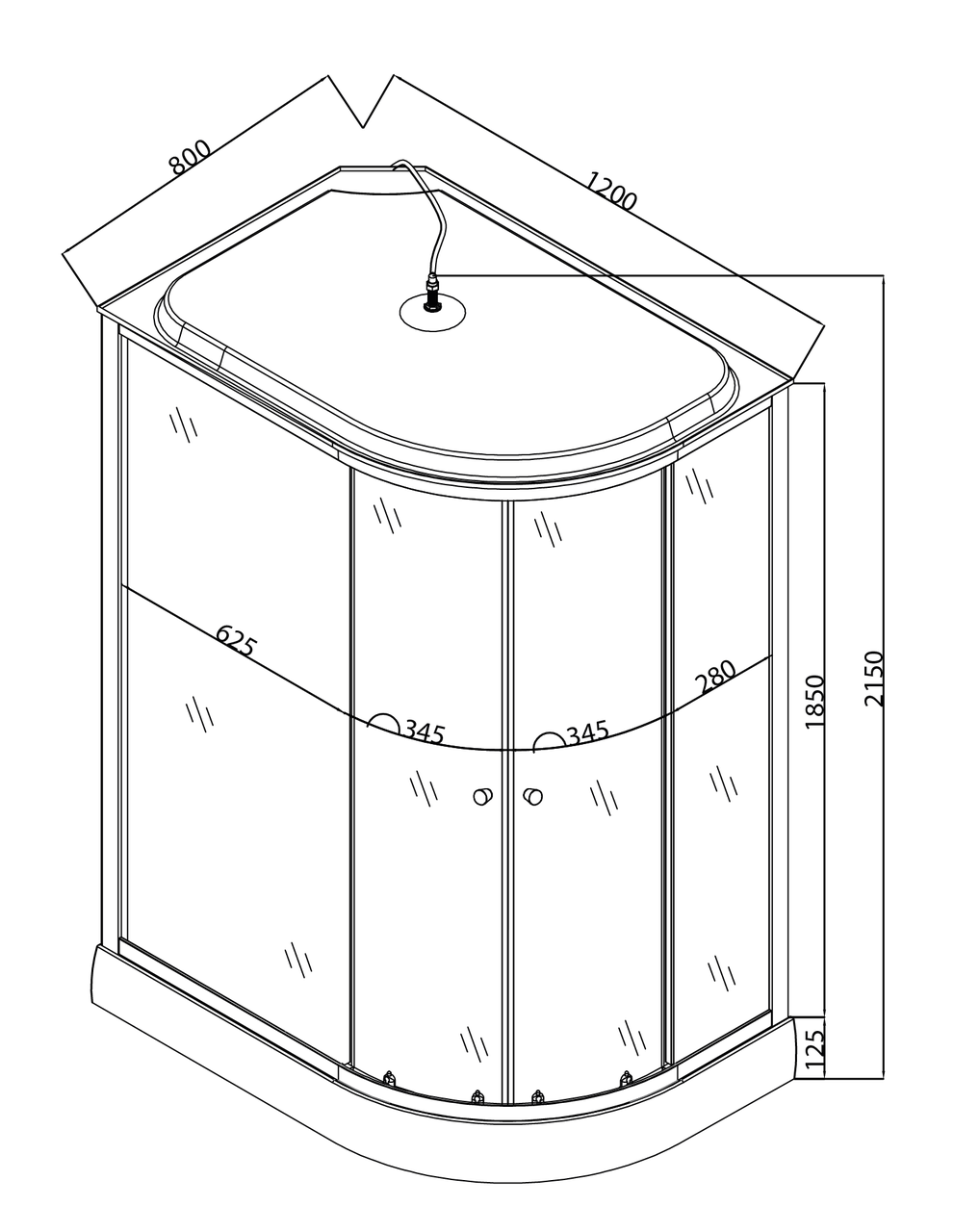 Бокс душевой MIXXUS WAVE SB02-120x80x215-L-FB без гидромассажа с низким поддоном Satin (MI6892) - фото 5 Бокс душевой MIXXUS WAVE SB02-120x80x215-L-FB без гидромассажа с низким поддоном Satin (MI6892) - фото 5