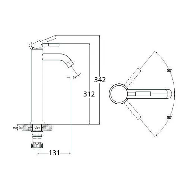 Смеситель высокий для умывальника Wezer EKO11C-01 Черный (1044676) - фото 3 Смеситель высокий для умывальника Wezer EKO11C-01 Черный (1044676) - фото 3