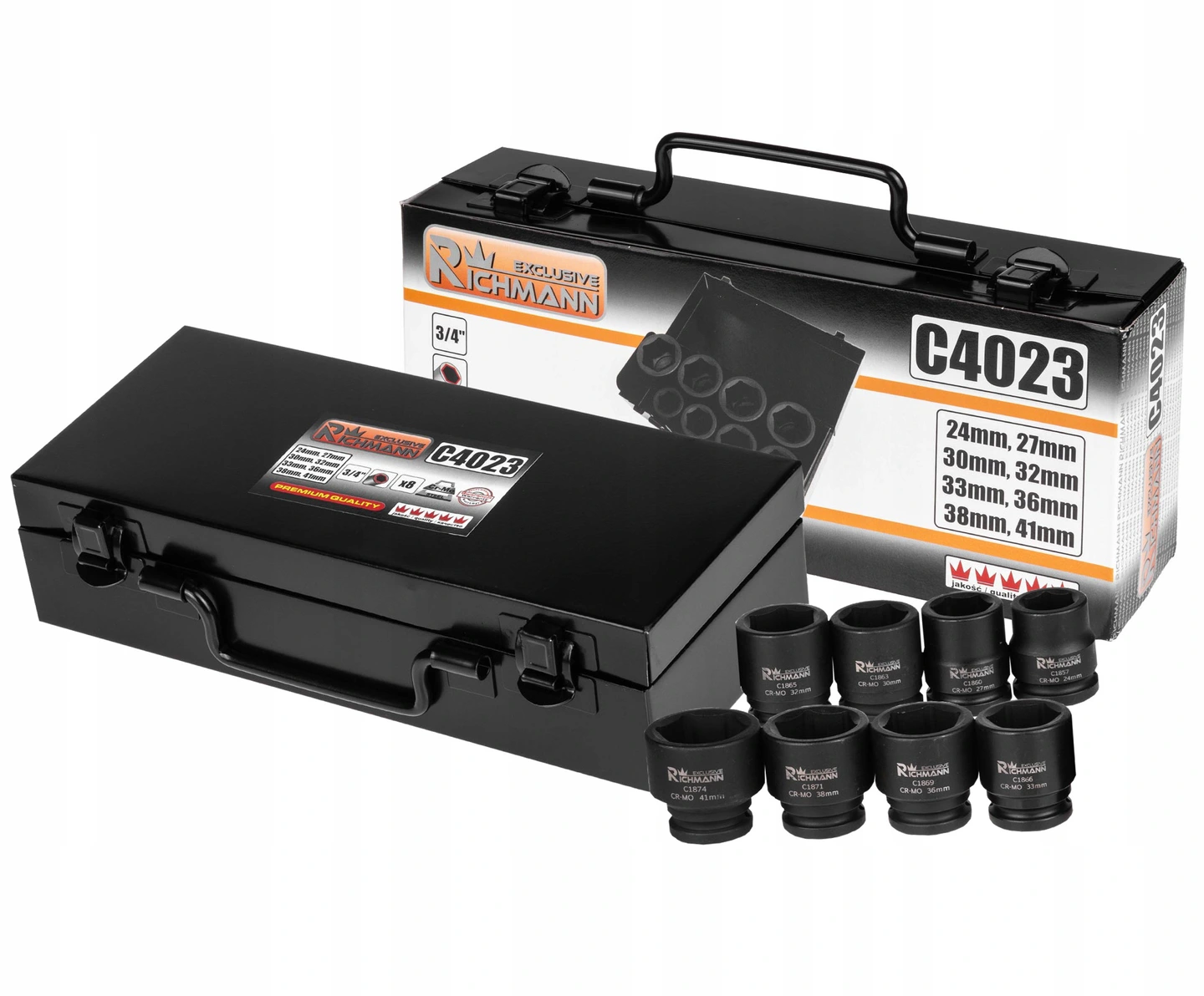Набор ударных головок Richmann 24-41 мм 3/4' 8 шт. (C4023)