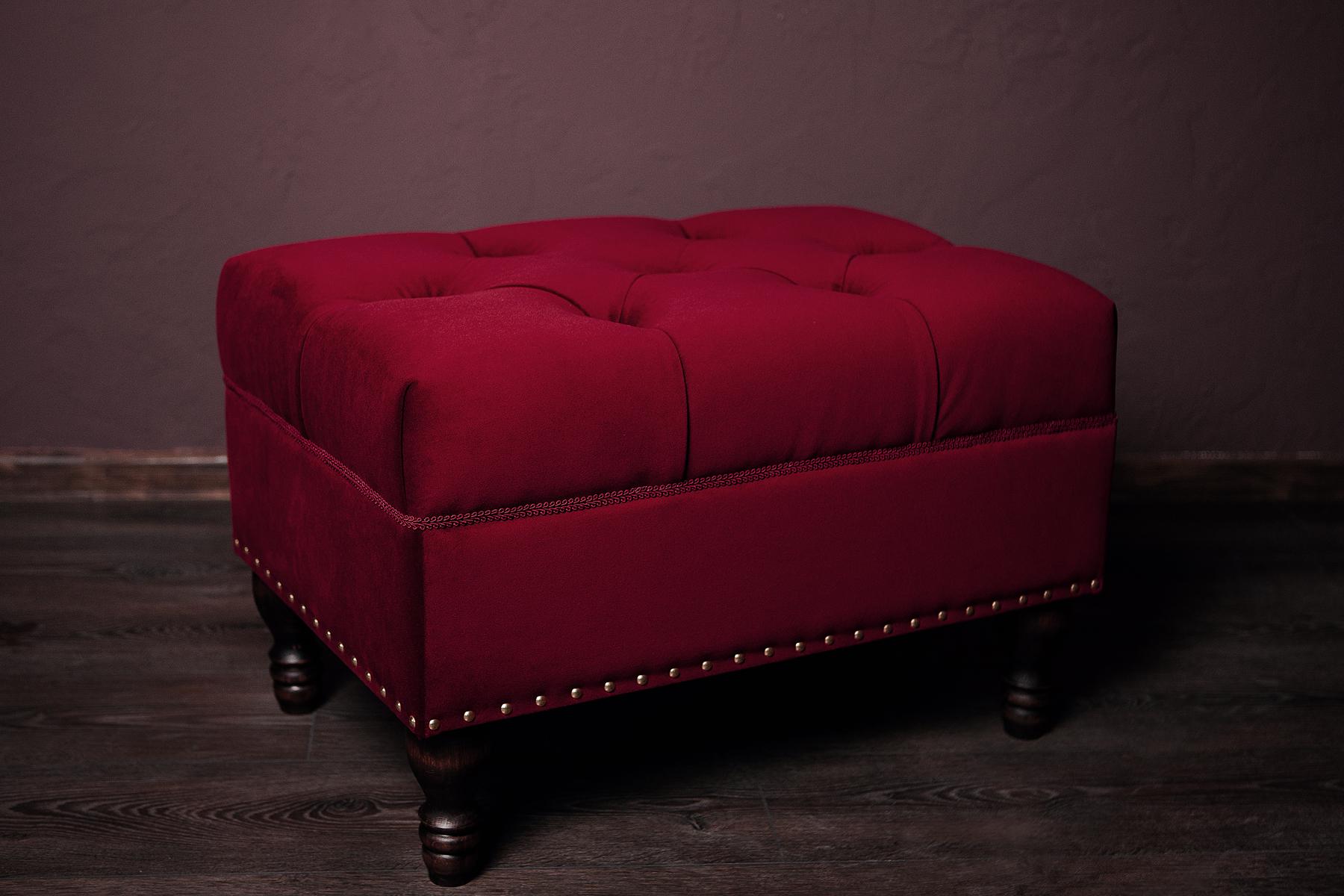 Пуф капітоне Людовік велюр Рейнбоу 70х45х45 см Бордовий - фото 2 Пуф капітоне Людовік велюр Рейнбоу 70х45х45 см Бордовий - фото 2