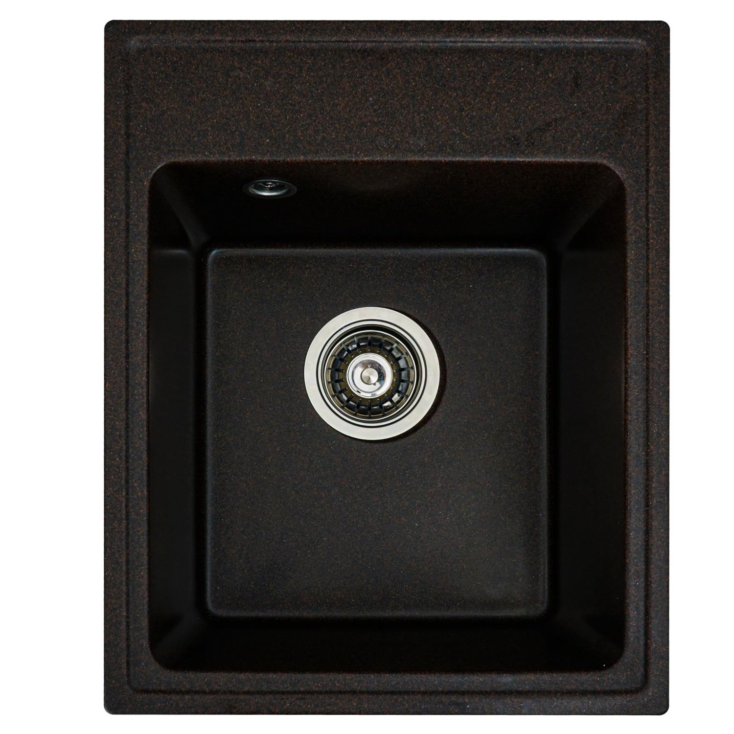 Мийка кухонна Platinum PLS-A24954 гранітна прямокутна 398x497 мм Коричневий (152356)