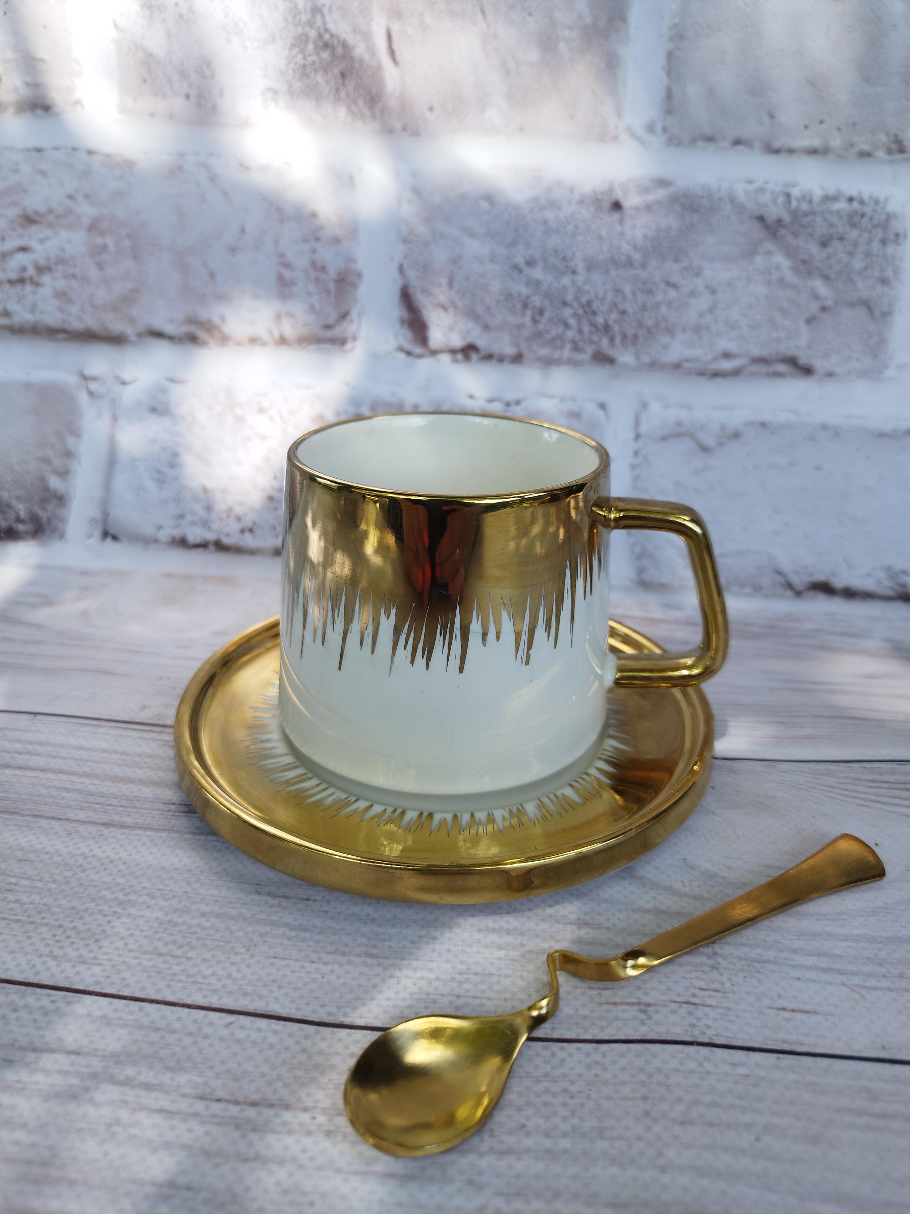 Чашка Happy Life керамика с блюдцем и ложкой 200 мл Белый (17528526)