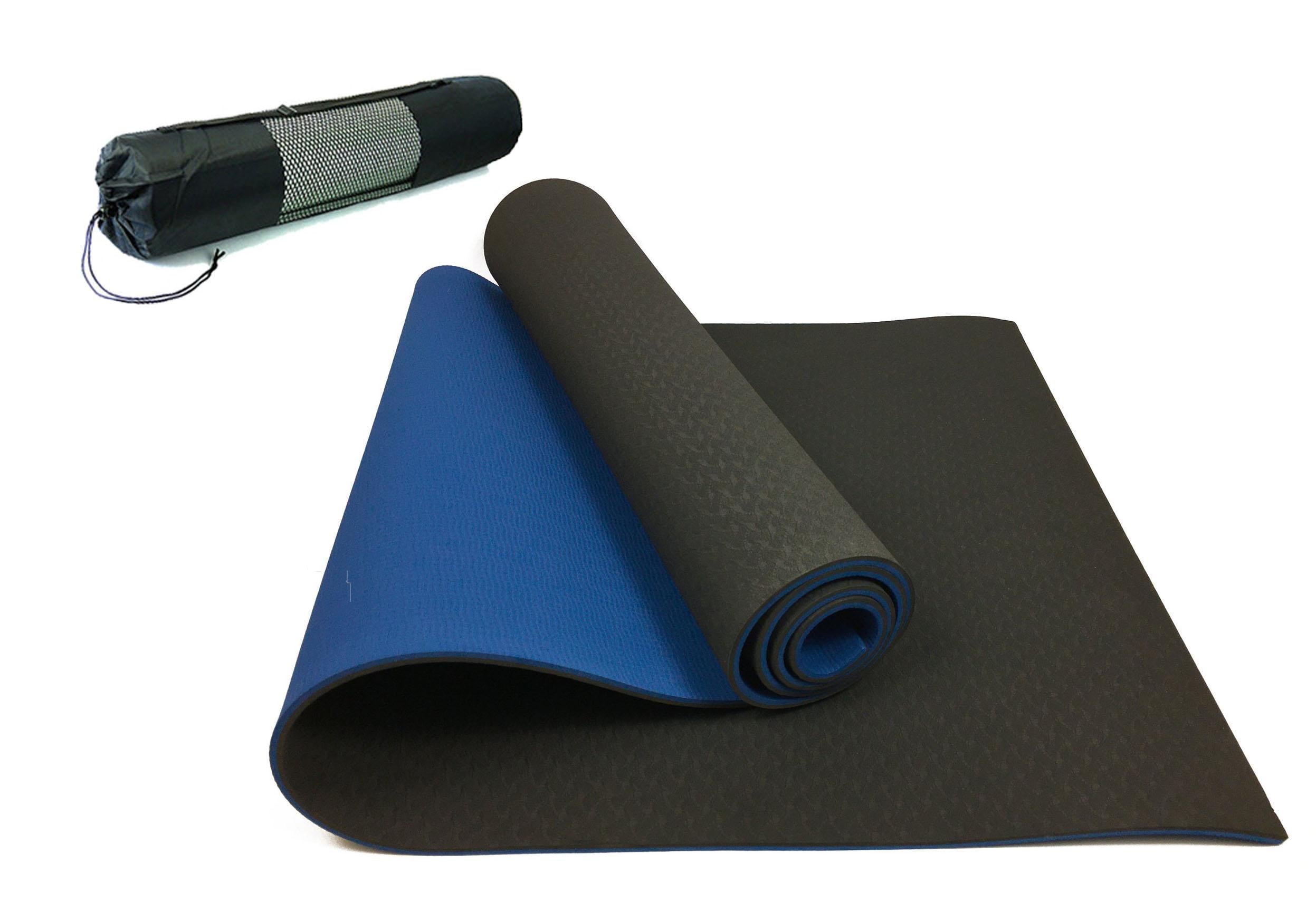 Коврик для йоги EasyFit TPE+TC 183х61 см с чехлом Черный/Синий (EF-BB6) Коврик для йоги EasyFit TPE+TC 183х61 см с чехлом Черный/Синий (EF-BB6)
