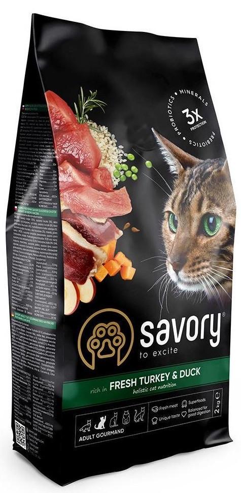 Корм сухой для кошек Savory со свежим мясом индейки и уткой 2 кг (1789931726)