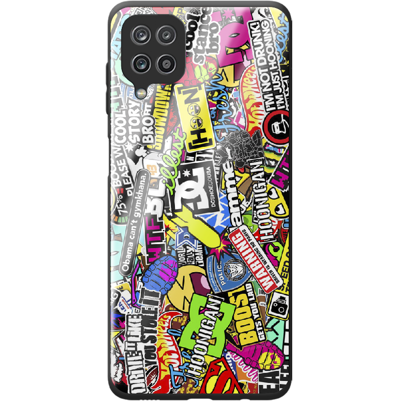 Чохол Boxface Samsung A225 Galaxy A22 Multicolored Inscriptions Чорний силікон зі склом (42748-up880-44201)