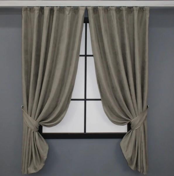 Штори Sparta мікровелюр 1,3х1,7 м 2 шт. Темно-бежевий (1195ш) - фото 1 Штори Sparta мікровелюр 1,3х1,7 м 2 шт. Темно-бежевий (1195ш) - фото 1