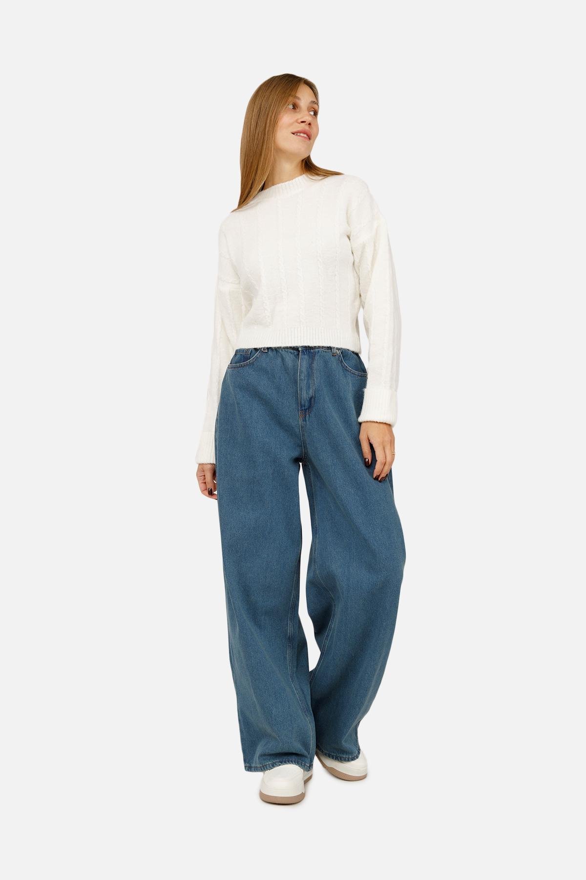 Джинсы женские Wide leg ЦБ-00262346 р. 46 Голубой (SKT001026583)