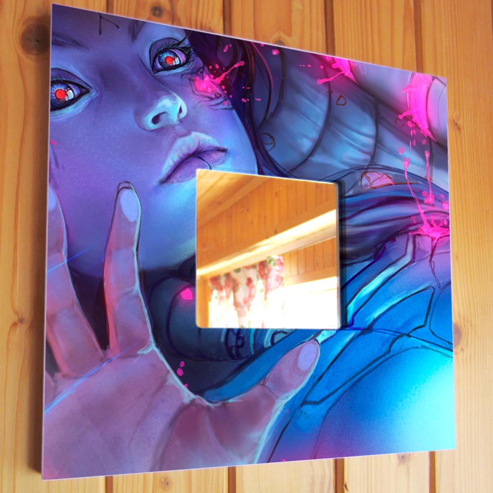 Декоративное зеркало Девушка в стиле киберпанк 260х260 мм (M03626)