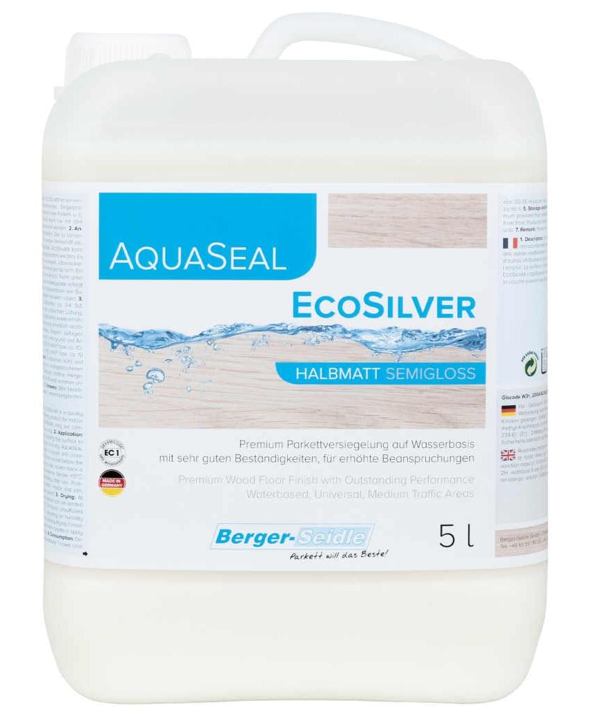 Лак однокомпонентный паркетный Berger AquaSeal EcoSilver полумататовый на водной основе 5 л