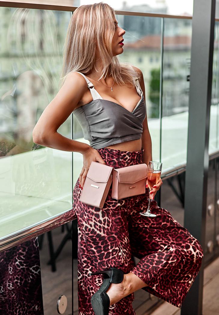 Набор женских сумок поясная и кожаная Mini Розовый (A-026706)