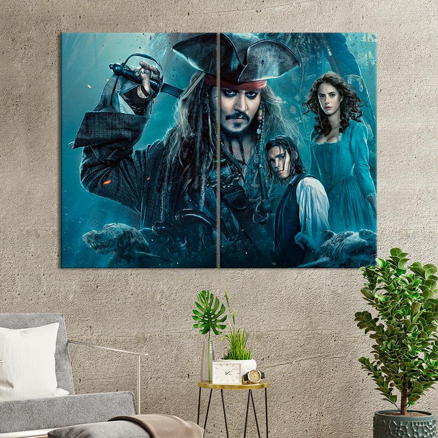 Настенний декор Главные герои фильма Пираты Карибского моря: Мертвецы не рассказывают сказки 71x51 см (A80-2)
