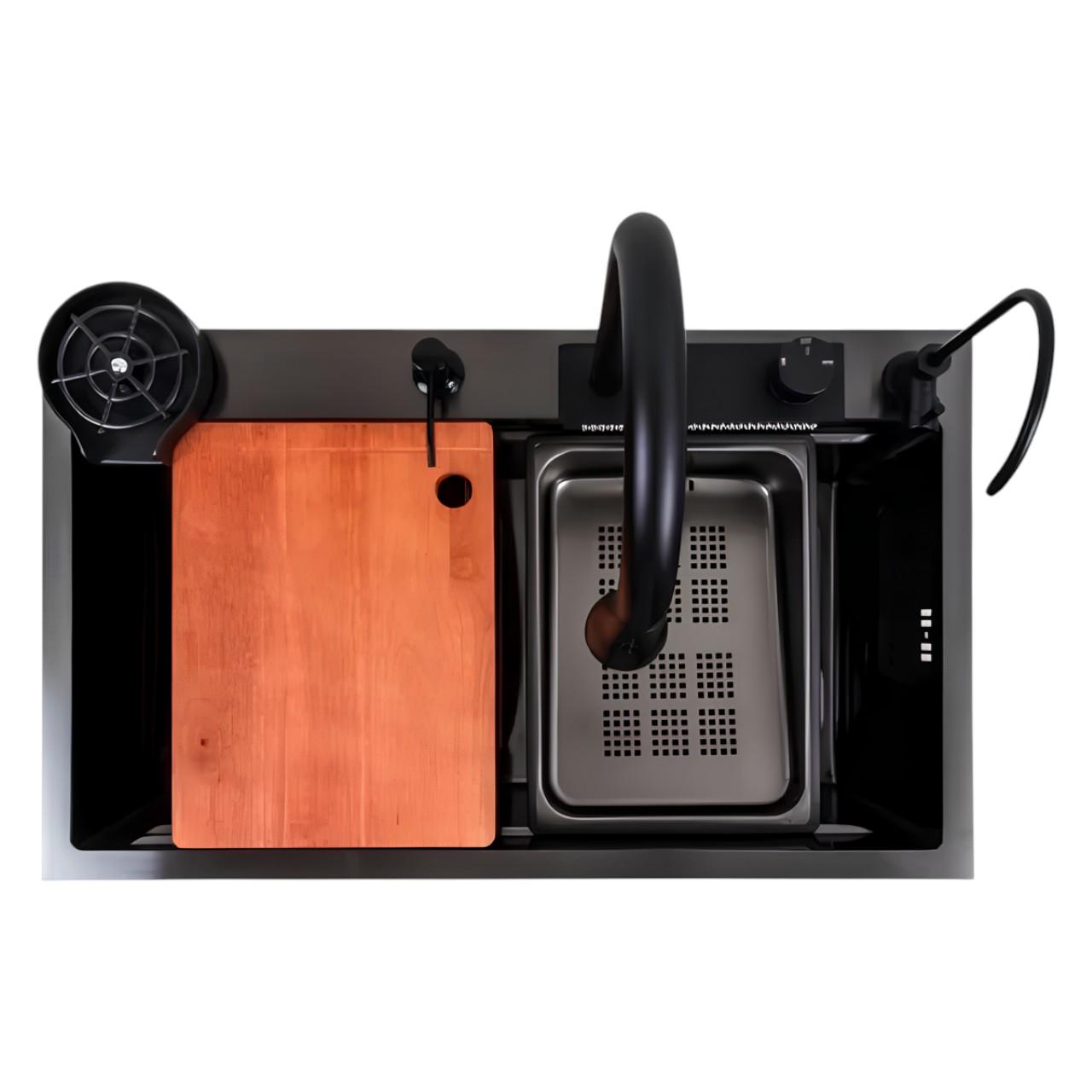 Мийка прямокутна Valeso 75х45F PVD Водоспад з шумоізоляцією чаші та краном для питної води Чорний (є268) - фото 4 Мийка прямокутна Valeso 75х45F PVD Водоспад з шумоізоляцією чаші та краном для питної води Чорний (є268) - фото 4