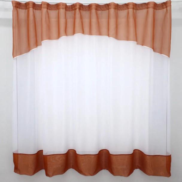 Шторки на кухню/балкон шифон 270х170 см Теракотовий/Білий (110к) - фото 1 Шторки на кухню/балкон шифон 270х170 см Теракотовий/Білий (110к) - фото 1