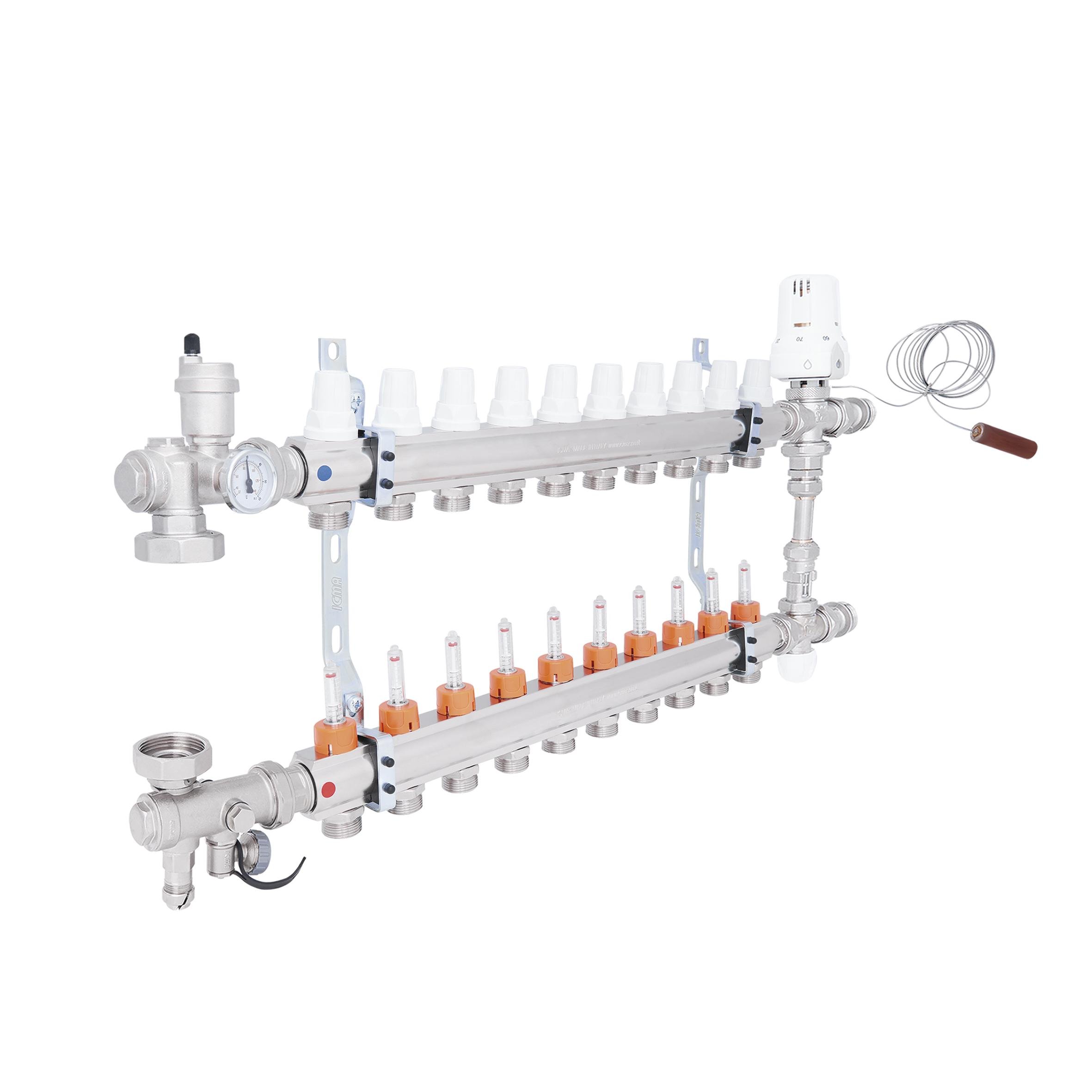 Коллектор для теплого пола ICMA A1K013APM06 10 контуров с расходомерами 1"/3/4" (78696) - фото 4