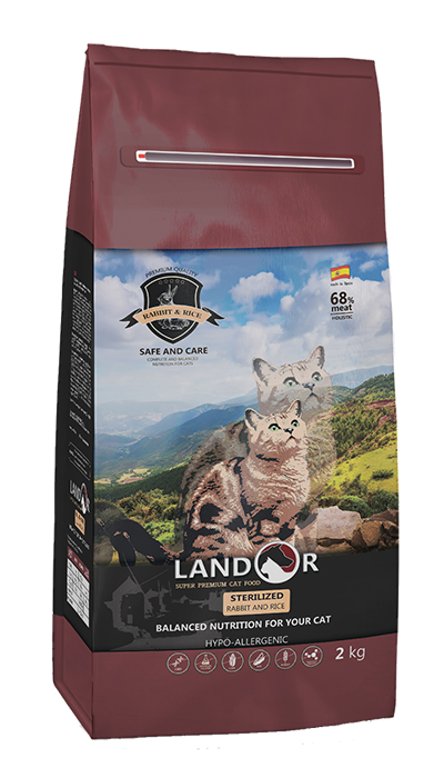 Корм сухой для котов LANDOR Sterilized Rabbit&Rice с избыточным весом и стерилизованных Кролик с рисом 2 кг (31365295)