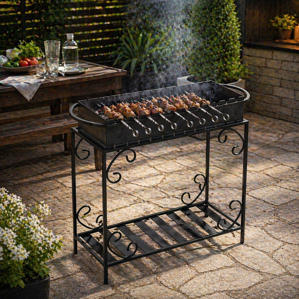 Мангал Jooki Гефест на 12 шампурів 3 мм на дровниці