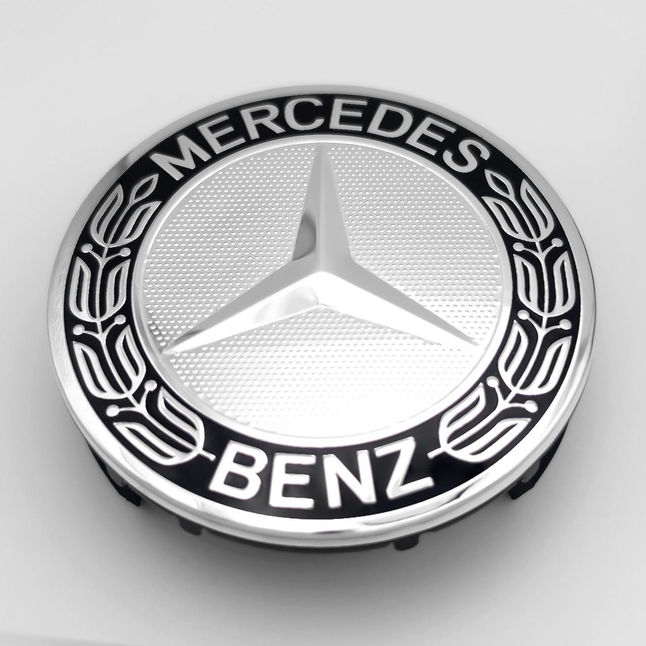 Колпачок заглушка ступицы колеса Mercedes Benz 75мм тип 1 Хром/Черный (3012406088)