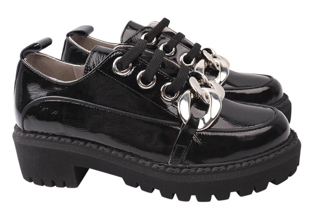 Туфли женские Aquamarin из лаковой кожи на платформе на шнуровке р. 41 Черный (2000-21DTC)