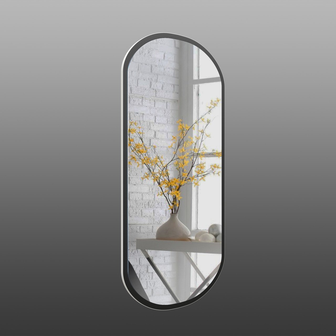 Зеркало настенное Art-Com 1300х600 мм Черный/Белый (ZR7)