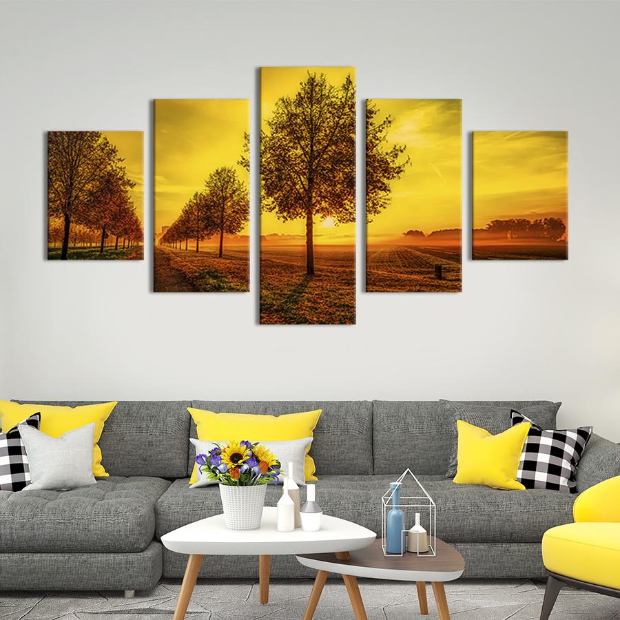 Модульная картина из 5 частей на холсте интерьерная картина Сельская дорога 187x94 см (618-52)