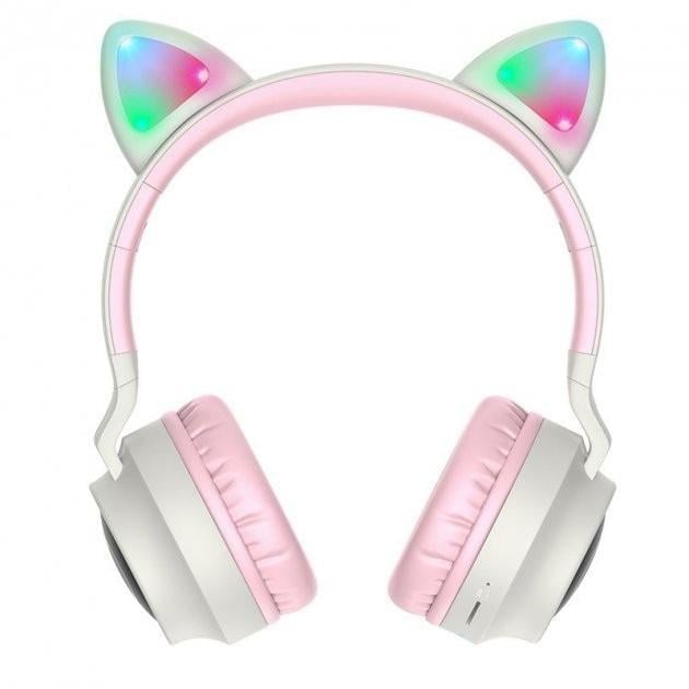 Наушники детские Hoco 27-BL5 Cat Bluetooth с подсветкой и MicroSD Серый (383c9a14)