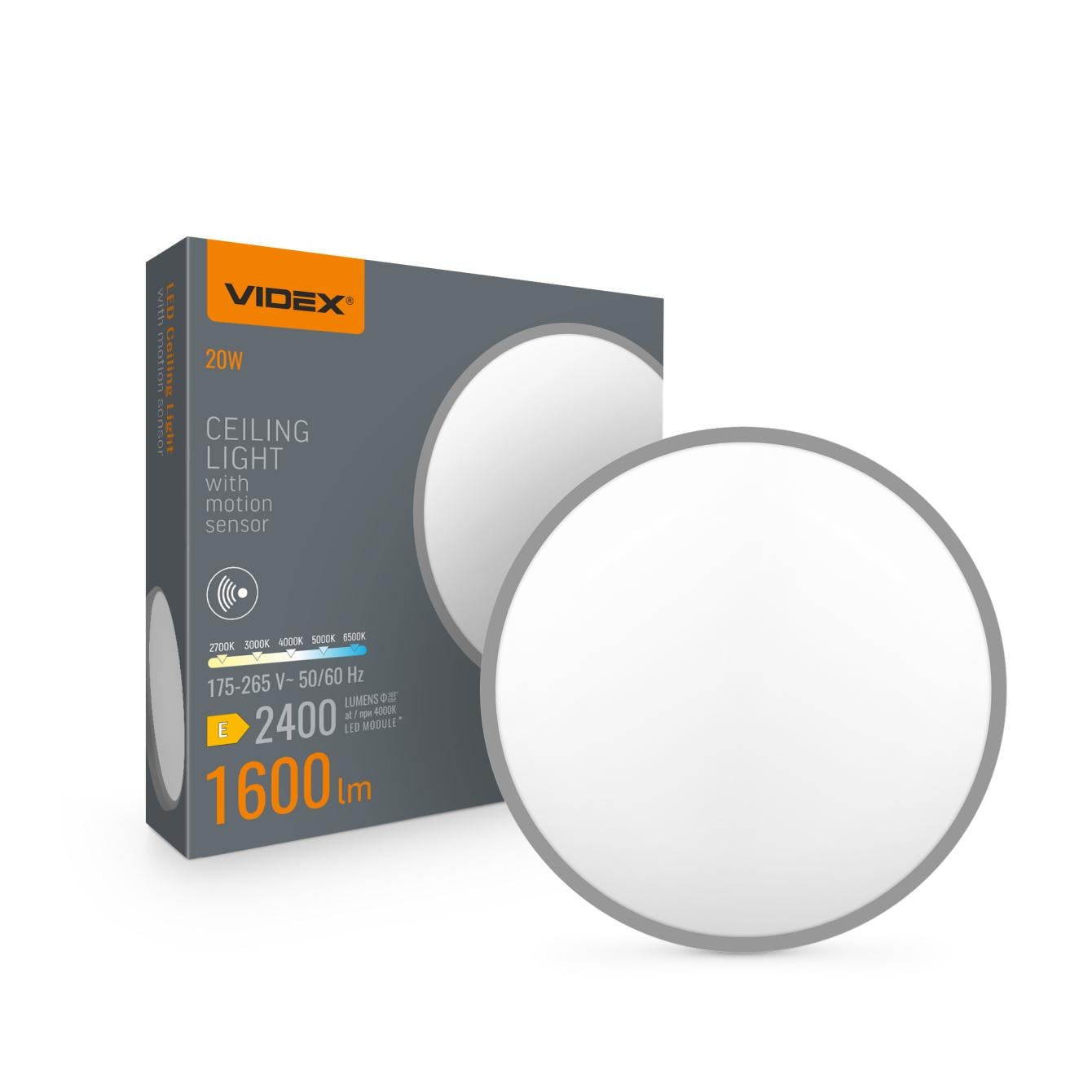 Светильник LED накладной с датчиком движения Videx VL-CLR-200-2G 20W/2700-6500K (36092959)