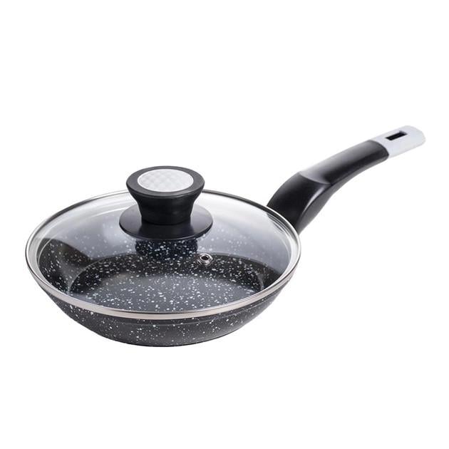 Сковорода со стеклянной крышкой мраморное покрытие 18 см - фото 1 Сковорода со стеклянной крышкой мраморное покрытие 18 см - фото 1