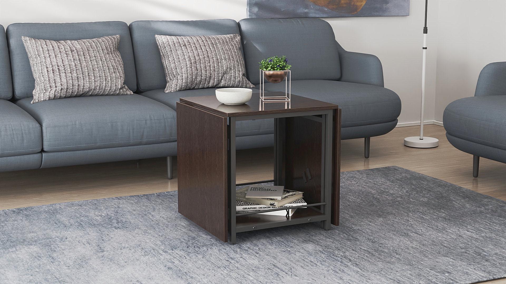 Стол журнальный трансформер Ferrum-decor Куб Комбо металл/ДСП 16 мм 650x540x532x500 мм Черный/Венге Магия (FRD-105313) - фото 1