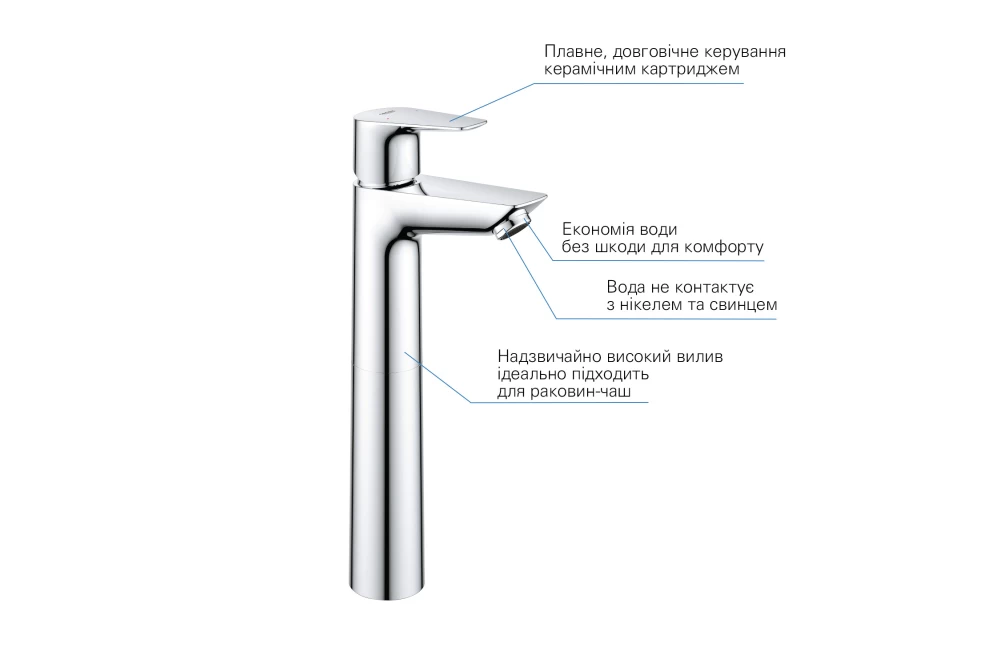 Змішувач для раковини Grohe QuickFix StartEdge XL-Size 23777001 з донним клапаном (374022) - фото 3