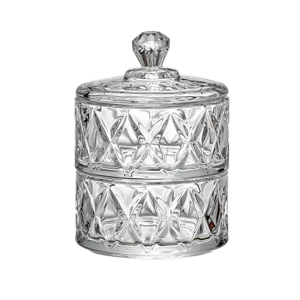 Цукерниця дворівнева зі скляною кришкою під кришталь Прозорий (HP-YH-79)