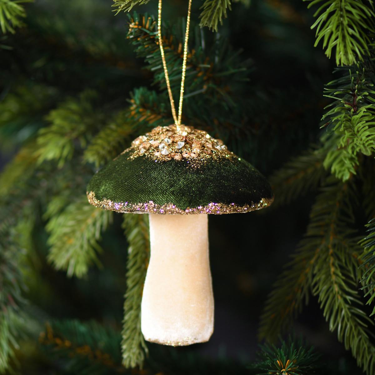 Игрушка на елку Гриб 10 см Изумрудный (TY-5-R-320)