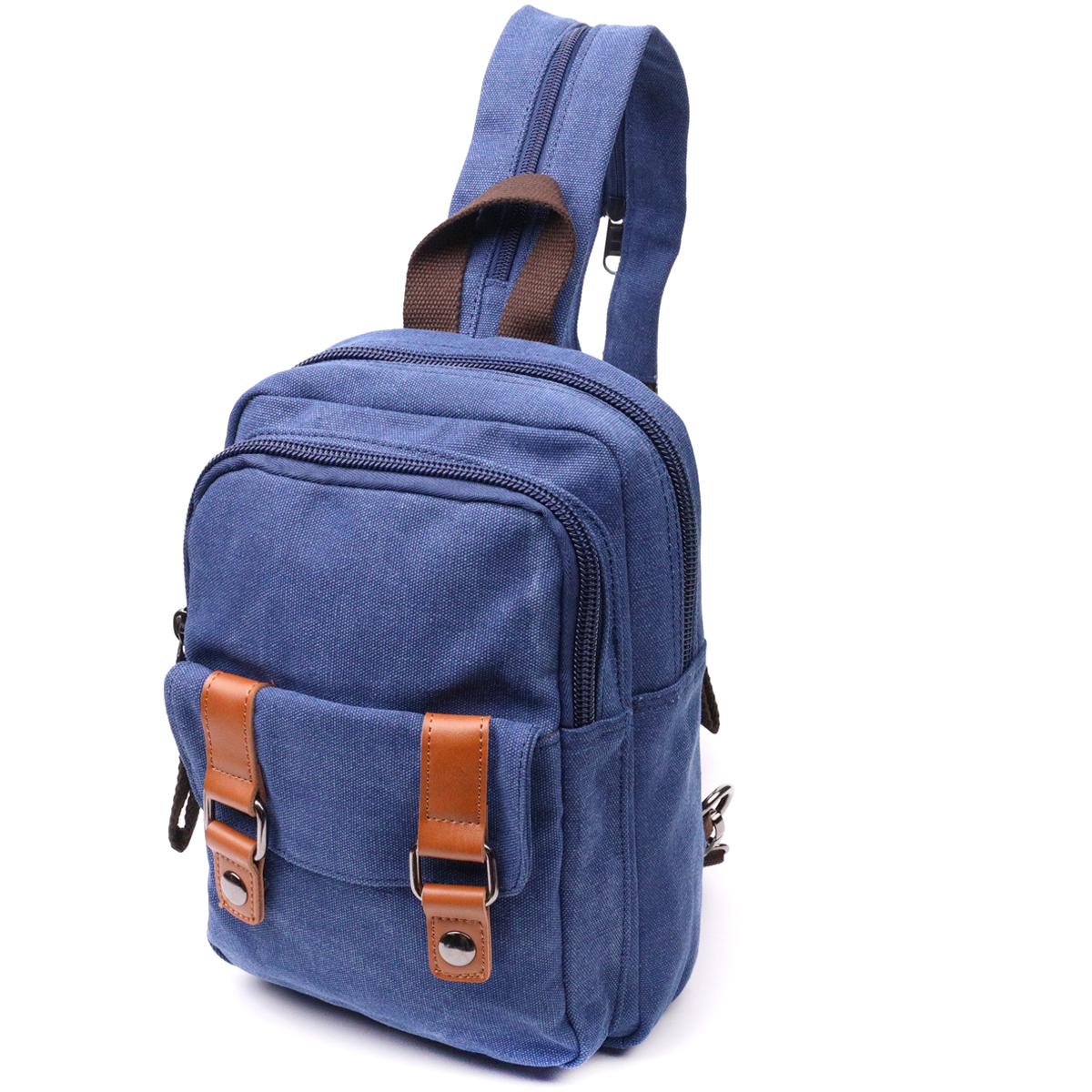Сумка-рюкзак Vintage Backpack 22165 из плотного текстиля 2 отделения Синий